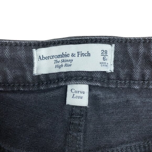ABERCROMBIE & FITCH JEANS CURVE LOVE THE SKINNY HIGH RISE FRONT SEAM SLIT SZ 28 - Picture 6 of 11